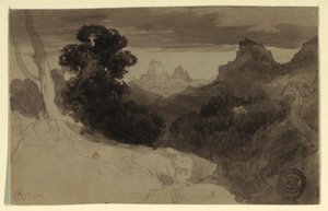 Çizim, Tetonların Görünümü, Wyoming, 1874 by Thomas Moran
