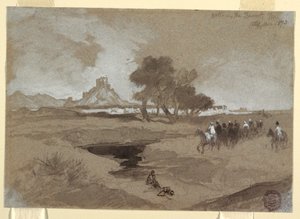 Çizim, Çölde Su Çukuru, Utah, 1873 by Thomas Moran