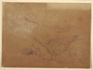 Çizim, Yellowstone, Kule Şelalelerinin Üstü, 1871 by Thomas Moran