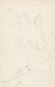 Tongue River Kayalıkları (Kampta) by Thomas Moran