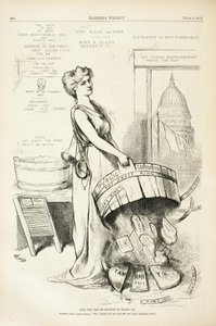 Bu Küvetin Dayanacak Dibi Yok, 1875 (ahşap gravür) by Thomas Nast