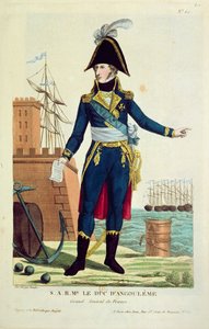 Louis-Antoine de Bourbon (1775-1844) Angouleme Dükü (renkli gravür)