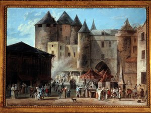 Fransız Devrimi sırasında Paris Caddesi sahnesinde du Grand Chatelet