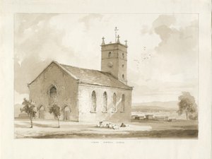 (Alt) Gornal Kilisesi: sepya çizimi by Thomas Peploe Wood