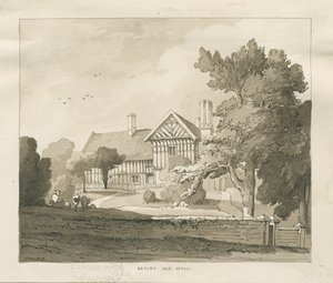 Betley Old Hall: sepya çizimi, 1838 by Thomas Peploe Wood