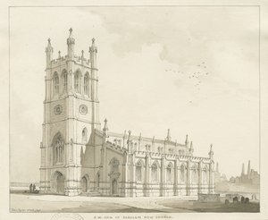 Burslem - St. Paul Kilisesi: kalem ve yıkama çizimi by Thomas Peploe Wood