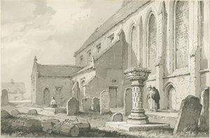 Colwich Kilisesi: sepya çizimi by Thomas Peploe Wood