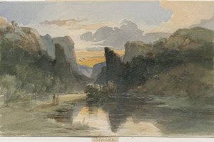 Dovedale - manzara: suluboya resim, nd [?19th Century] by Thomas Peploe Wood