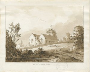 Forton Kilisesi: yıkama çizimi, nd [?1838] (çizim) by Thomas Peploe Wood