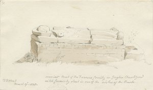 Gayton Kilisesi: karakalem ve yıkama çizimi, 27 Mart 1838 (çizim) by Thomas Peploe Wood