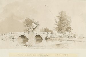 Handsacre - Old High Bridge: sepya yıkama çizimi by Thomas Peploe Wood