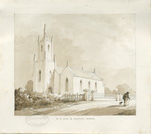 Hanford Kilisesi: kurşun kalem ve yıkama çizimi, nd [?1838] (çizim) by Thomas Peploe Wood