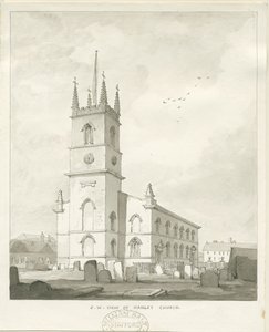 Hanley Kilisesi: sepya çizimi, ve [?1838] (çizim) by Thomas Peploe Wood