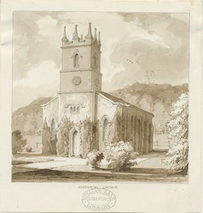 Kidsgrove Kilisesi: sepya çizimi by Thomas Peploe Wood