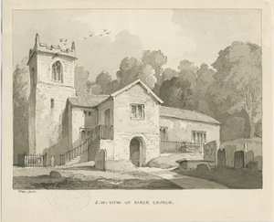Maer Kilisesi: sepya yıkama çizimi, 1838 by Thomas Peploe Wood