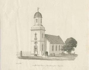 Marchington Kilisesi: sepya yıkama çizimi, 1836 by Thomas Peploe Wood