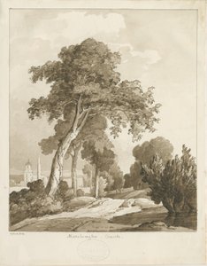 Marchington Kilisesi: sepya yıkama çizimi, 1836 by Thomas Peploe Wood