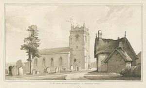 Milwich Kilisesi ve Parsonage House: kalem ve yıkama çizimi, nd [?1838] (çizim) by Thomas Peploe Wood