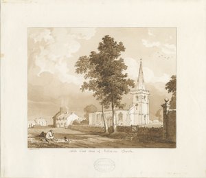 Rolleston Kilisesi: kırmızı-sepya çizimi, 1836 by Thomas Peploe Wood