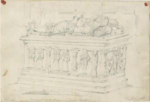 Seighford Kilisesi - William ve Mercy Bowyer Mezarı: karakalem by Thomas Peploe Wood