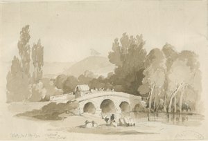 Stafford - Hollyford Bridge, Milford: sepya çizimi, 7 Haziran 1838 (çizim) by Thomas Peploe Wood