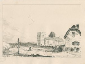 Stowe Kilisesi: kalem ve mürekkep çizimi by Thomas Peploe Wood