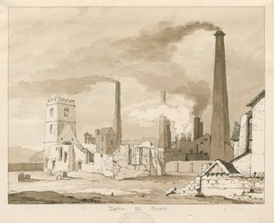 Tipton Eski Kilise: sepya yıkama çizimi, 1837 by Thomas Peploe Wood