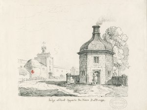 Tixall - Lodge: kalem ve mürekkep çizimi by Thomas Peploe Wood
