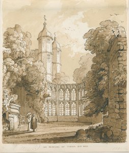 Tixall Hall: kalem ve yıkama çizimi, 1838 by Thomas Peploe Wood