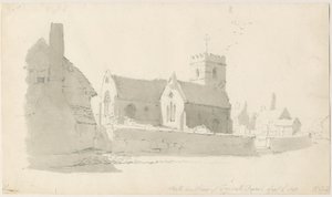 Trysull Kilisesi: karakalem, 2 Eylül 1837 (çizim) by Thomas Peploe Wood