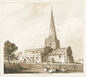 Wolstanton Kilisesi: gravür ve [?19. yüzyıl] by Thomas Peploe Wood