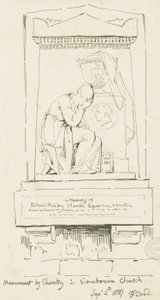 Wombourne Kilisesi - Richard Bailey Marsh Anıtı: kalem ve sepya çizimi, 2 Eylül 1837 (çizim) by Thomas Peploe Wood