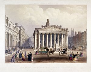 Solda Royal Exchange ve Bank of England, Londra, 1851