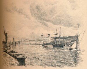 Nehirden Greenwich Sarayı, 1902 by Thomas Robert Way