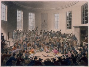 Erkekler horoz dövüşü izliyor, 18. yüzyılın sonu ve 19. yüzyılın başı by Thomas Rowlandson, Augustus Charles Pugin