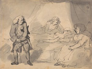 Bir Ölüm Yatağı Sahnesi by Thomas Rowlandson