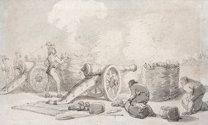 Fransız Topçu Tümeni İş Başında (suluboya) by Thomas Rowlandson