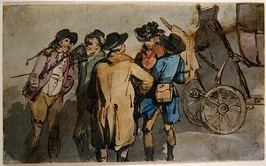 Bir Grup Şekil (kağıt üzerine sulu boya) by Thomas Rowlandson
