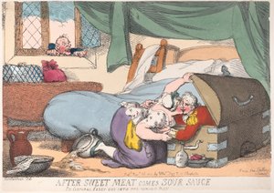 Tatlı Et Ekşi Sos Geldikten Sonra veya Onbaşı Casey Yanlış Kutuya Girdikten Sonra, ..., 30 Kasım 1810. by Thomas Rowlandson