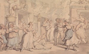 Bir Sokakta Kızgın Sahne by Thomas Rowlandson