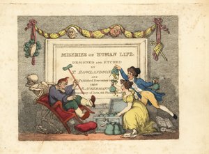Kaligrafik başlık sayfası, Ölüm İskeleti skeçleriyle by Thomas Rowlandson