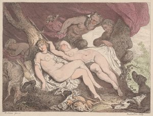 Diana ve Perileri, Satyrs tarafından gözetlendi, 1790-1799., 1790-1799. by Thomas Rowlandson