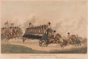 'Askeri Uçuş Seferi' (aquatint, renkli) by Thomas Rowlandson