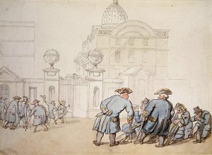 Greenwich Hastanesi (kağıt üzerine kalem ve sulu boya) by Thomas Rowlandson