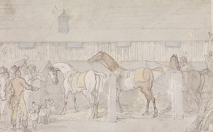 Bir Ahırın İçi (kalem ve mürekkep ve kağıt üzerine sulu boya) by Thomas Rowlandson