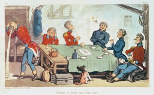 Sigara İçmeyi ve Grog İçmeyi Öğrenmek. 1815 by Thomas Rowlandson
