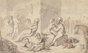 Hafif At Süvari Kışlası (kağıt üzerine suluboya ve kalem ve mürekkep) by Thomas Rowlandson
