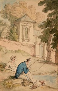 Man Fishing, c.1780 (kalem ve kahverengi mürekkep ve kağıt üzerine suluboya)