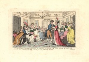 Adam bir dans partisinde çirkin bir kadını öpmek zorunda kaldı. by Thomas Rowlandson