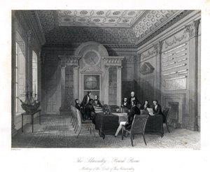 Amirallik Lordlarının Yönetim Kurulu Odasında Toplantısı, Amirallik. Londra İç Mekanları, Kostümleri ve Törenleri, Joshua Mead, Londra